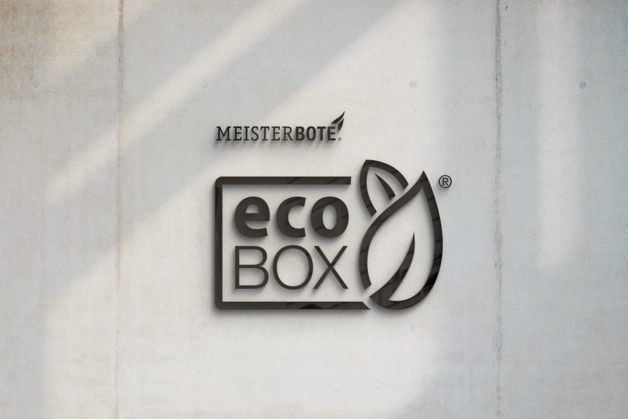 Logos in schwarz MEISTERBOTE und ecoBOX