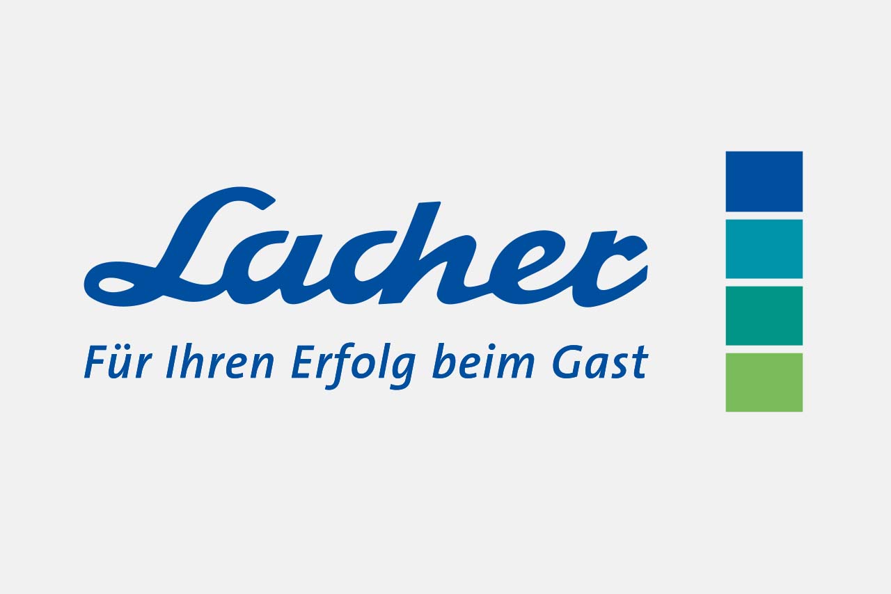 Blaues Logo von Lacher